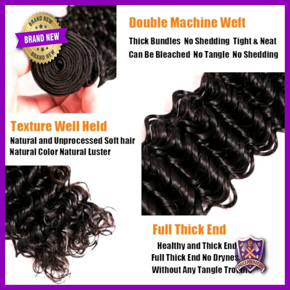 20/22/24 Inch Deep Wave Brazilian Human Hair Extensions 12A Grade